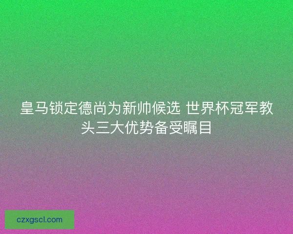 皇马锁定德尚为新帅候选 世界杯冠军教头三大优势备受瞩目